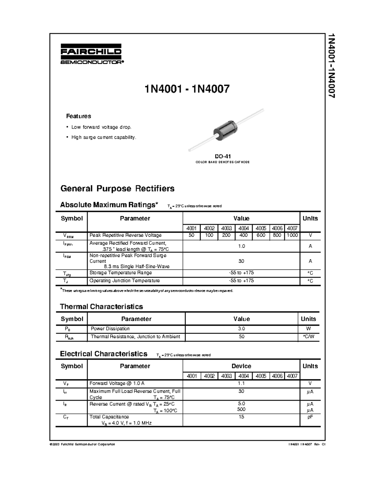 1N4007 Diode Specifications and General Purpose Rectifiers - Studocu