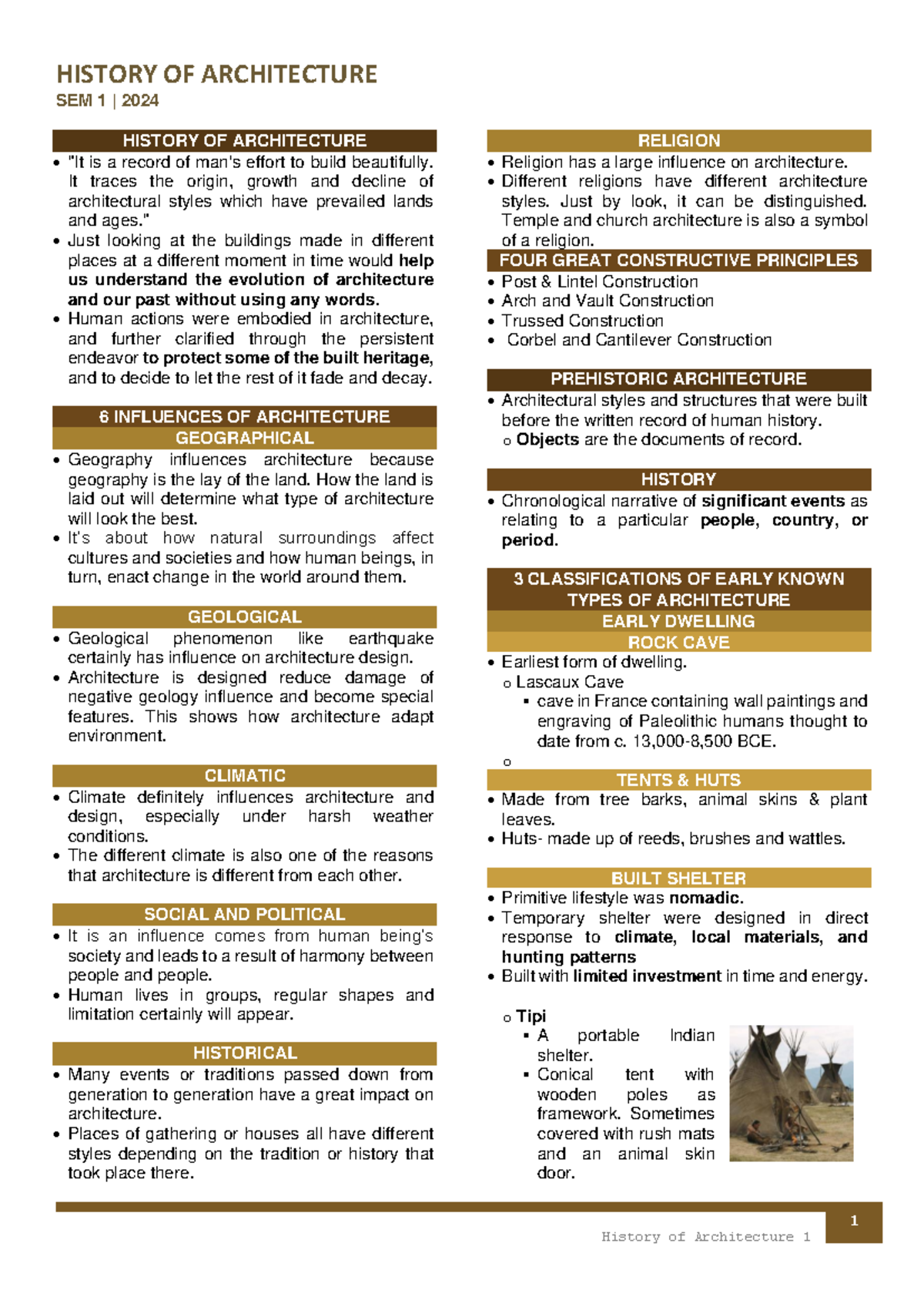 SEM 1 | 202 4 History of Architecture Comprehensive Reviewer - Studocu