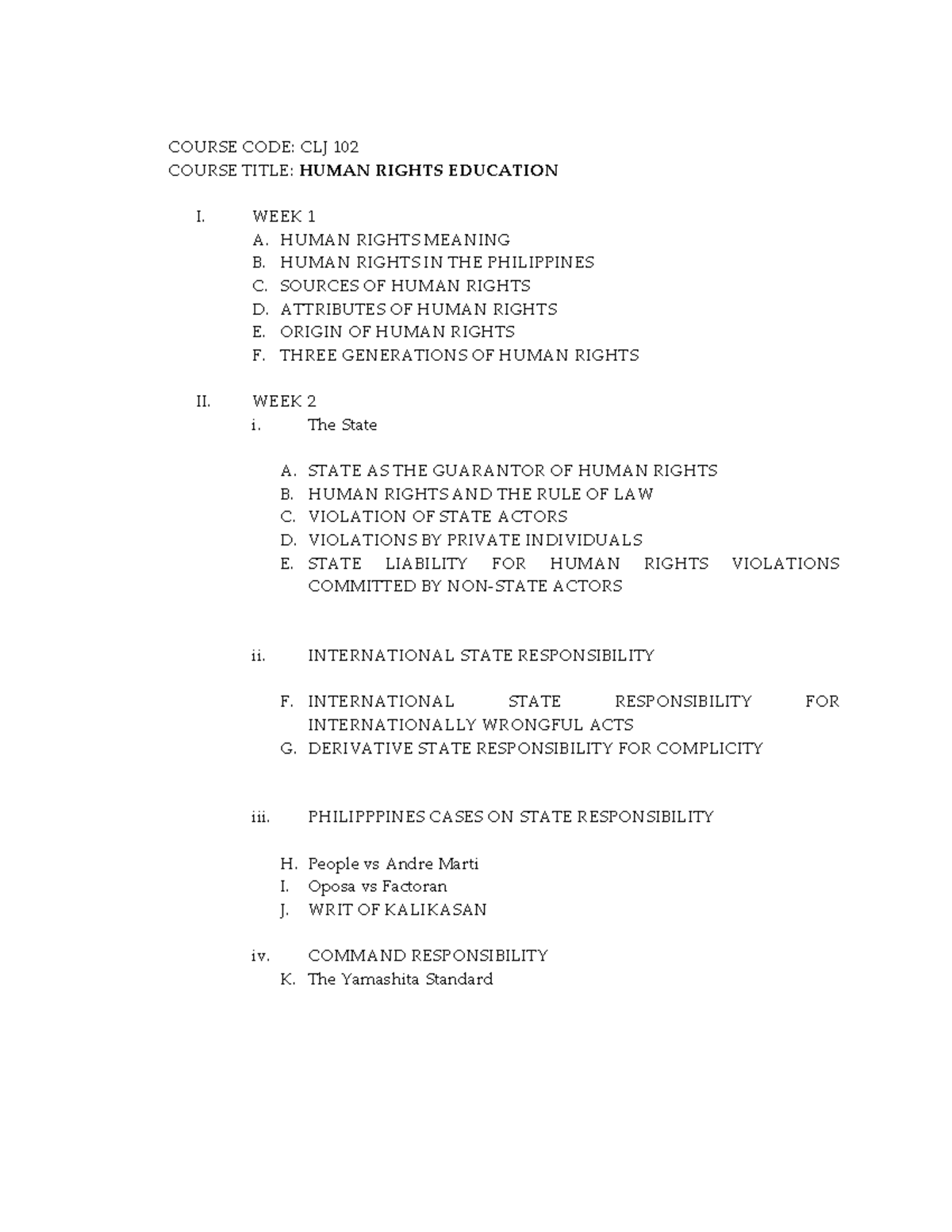 Human Rights Education Overview and Key Concepts - CLJ 102 - Studocu