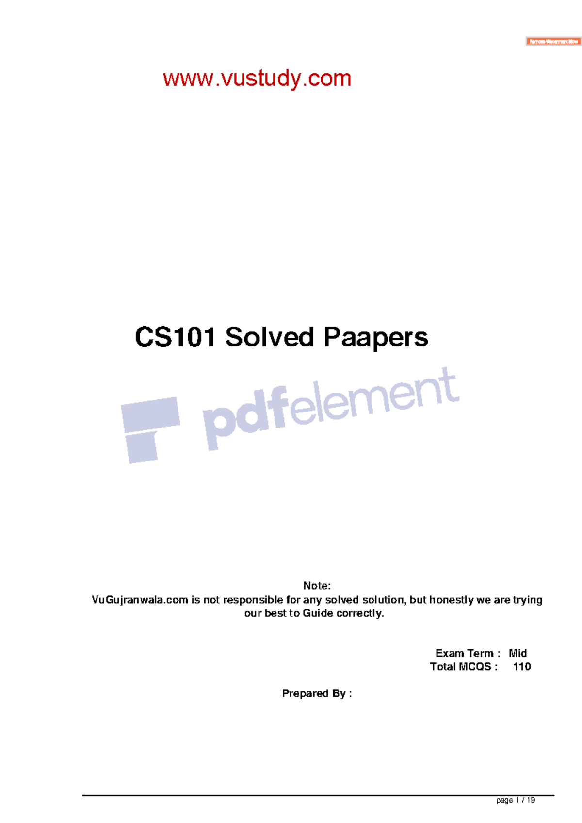 CS101 Midterm Solved MCQs - Lecture Wise Guide - Studocu