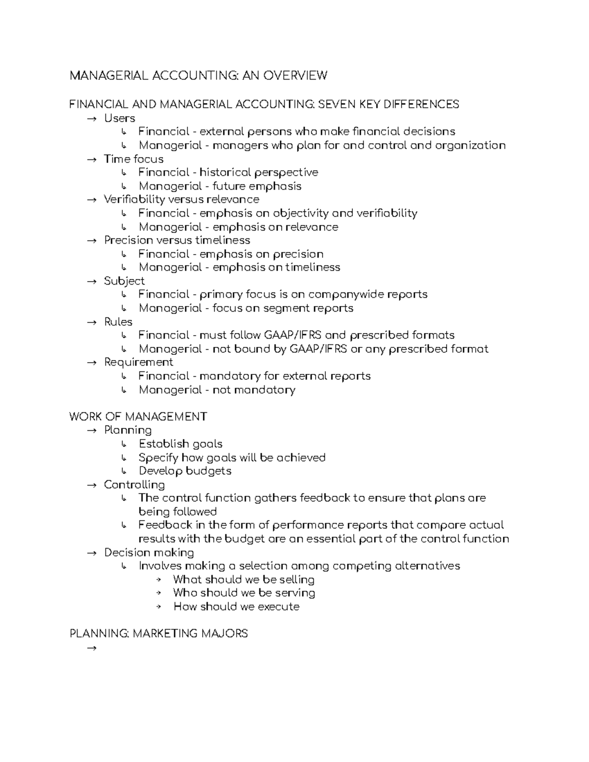 ACCT 2020 Final Exam Study Guide: Managerial Accounting Overview - Studocu