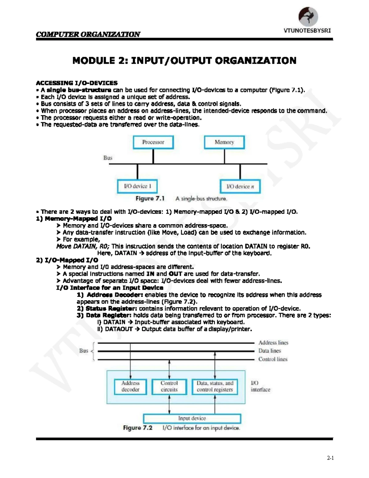 VTUNOTESSRI COMPUTER ORGANIZATION MODULE 3: MEMORY SYSTEM CONCEPTS ...
