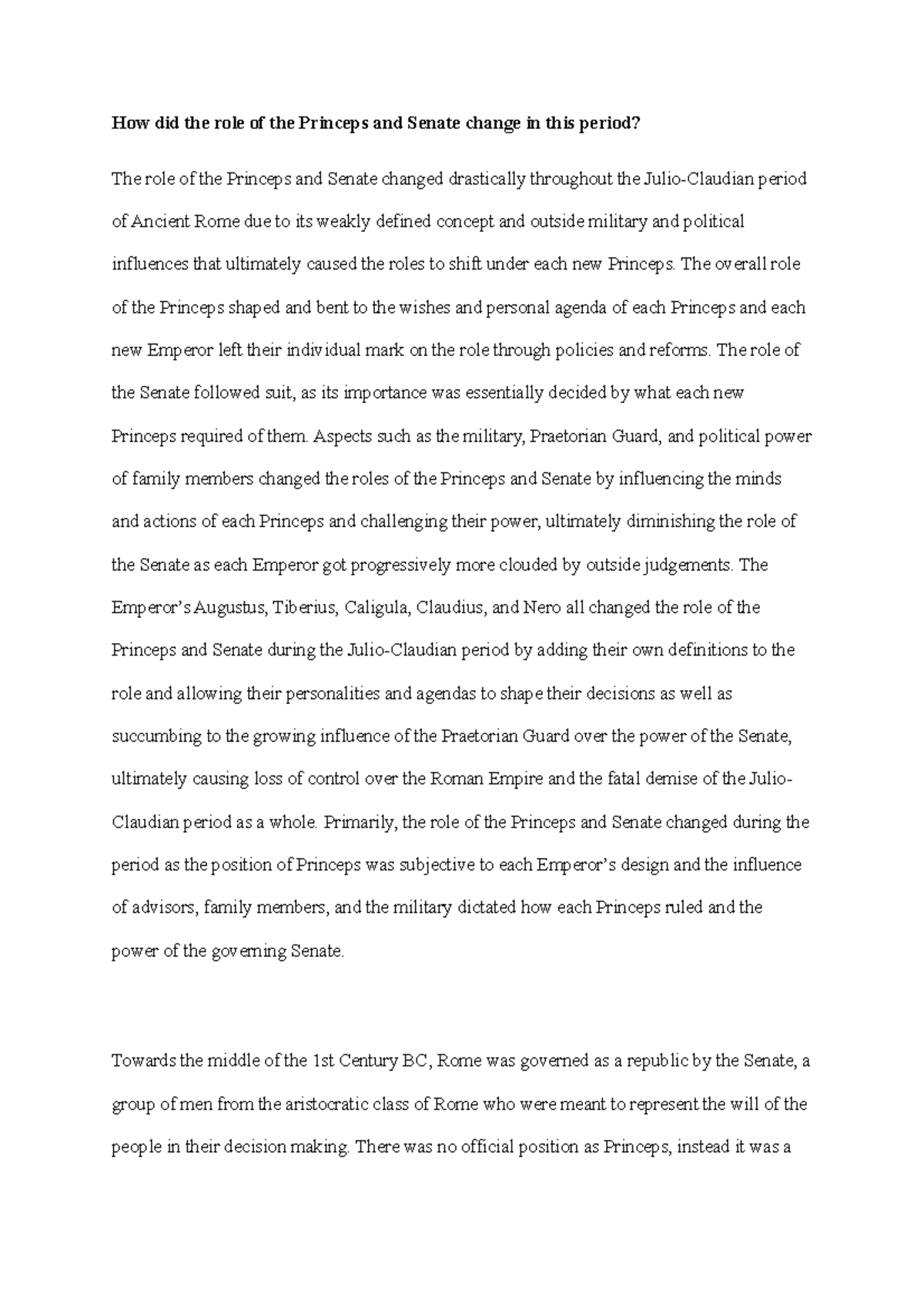 The Changing Roles of Princeps and Senate in the Julio-Claudian Era ...
