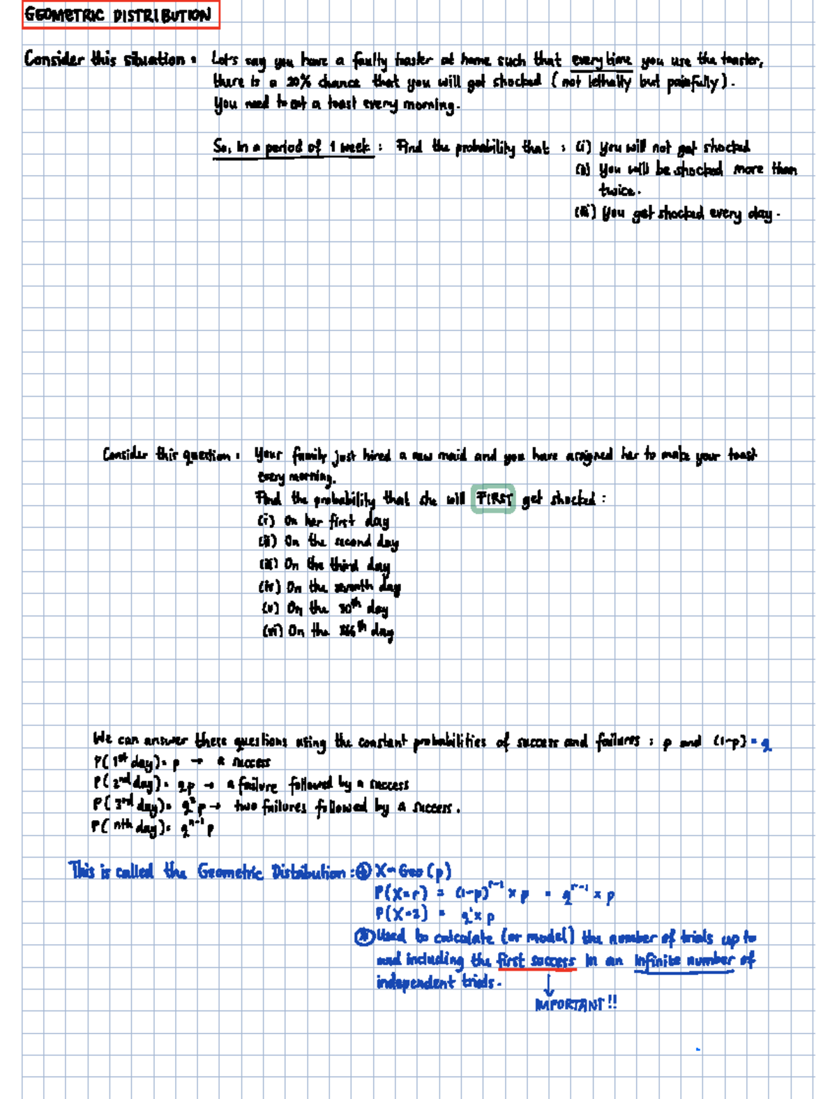 Geometric Distribution Notes for Math 101: Understanding Probabilities ...
