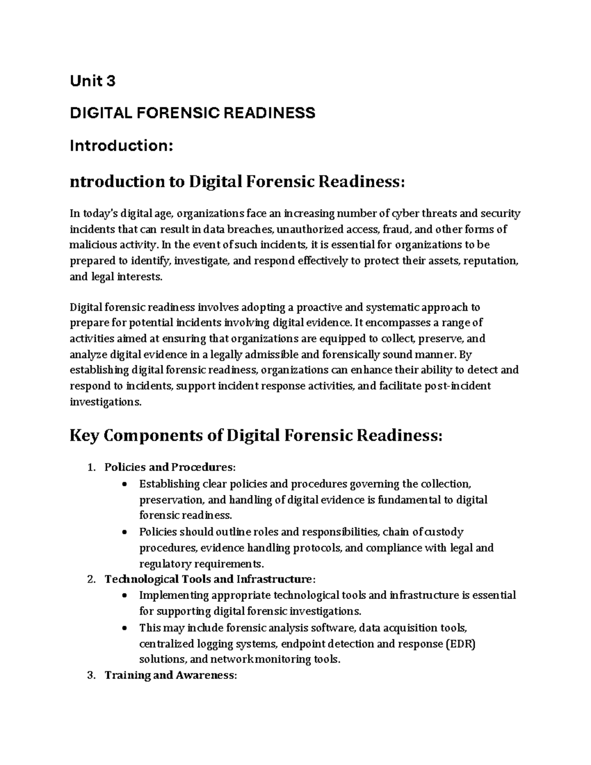 Digital Forensic Readiness in Unit 3: Essential Concepts and Practices ...