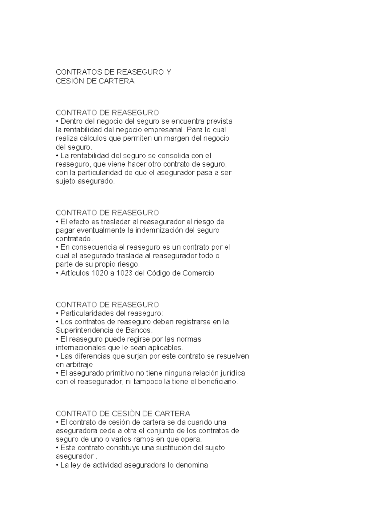 Estudio sobre Contratos de Reaseguro y Fianza en Seguros - Studocu