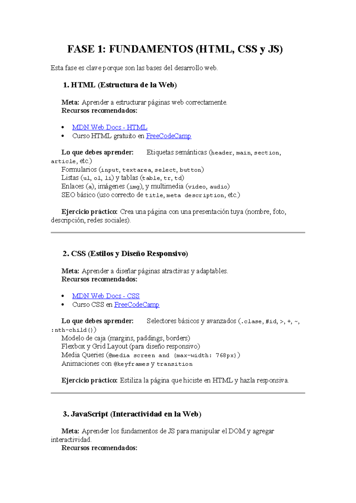 FASE 1: FUNDAMENTOS DEL DESARROLLO WEB (HTML, CSS, JS) - Studocu