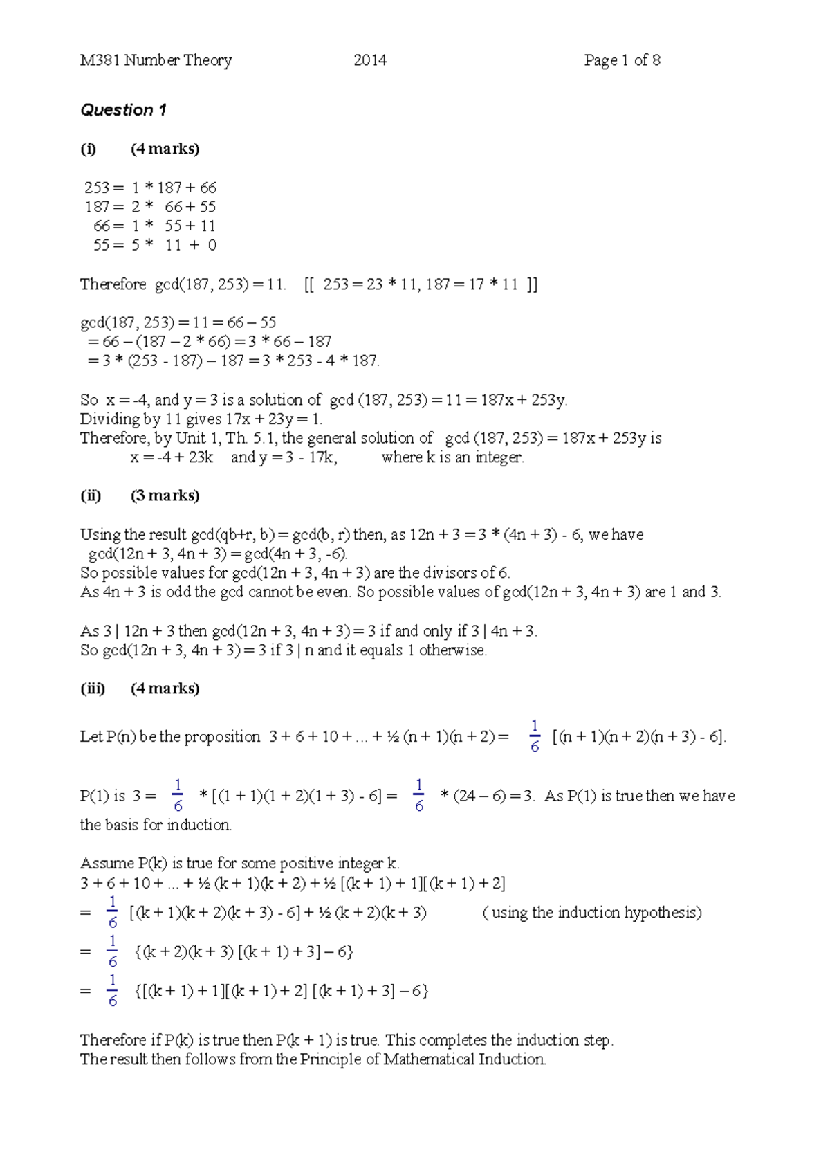 Number Theory Exam 2014: Questions & Answers Solutions - Studocu