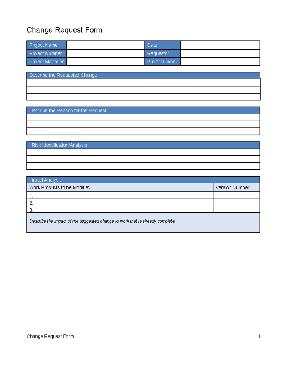 Change-Request-Form - Change request template - Change Request Form ...