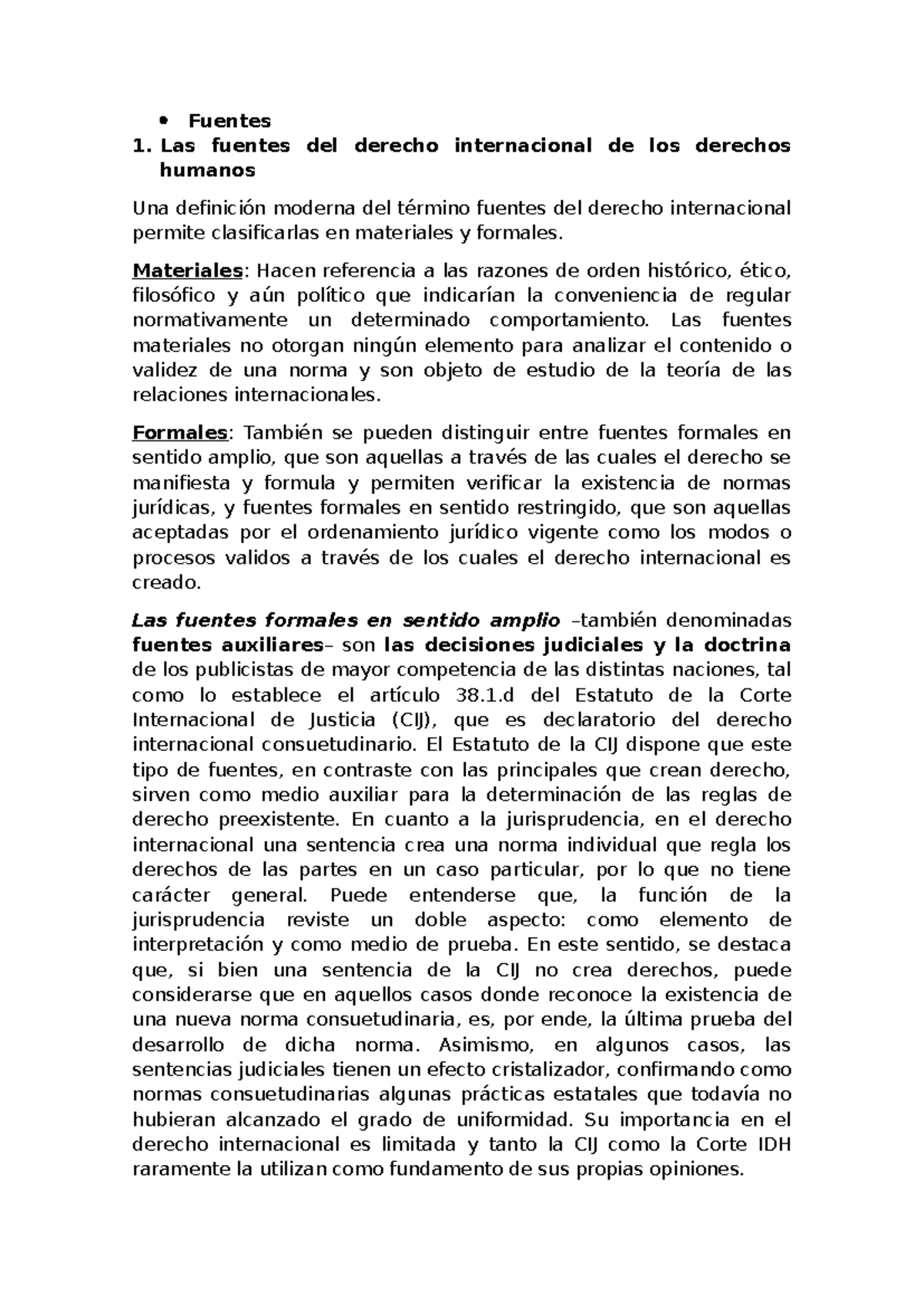 Fuentes del Derecho Internacional de los Derechos Humanos - Resumen ...