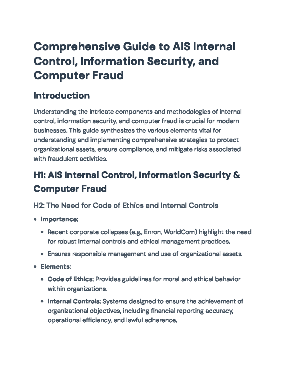 AIS Internal Control, Information Security & Computer Fraud Overview ...