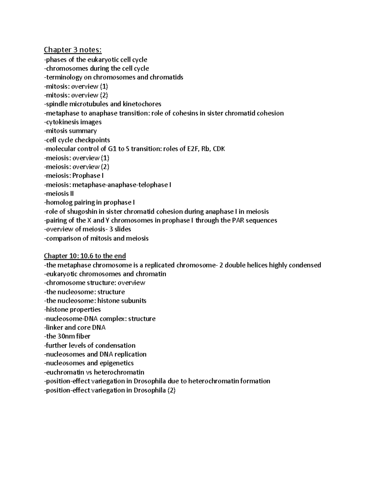 Chapter 3 notes - Chapter 3 notes: -phases of the eukaryotic cell cycle ...