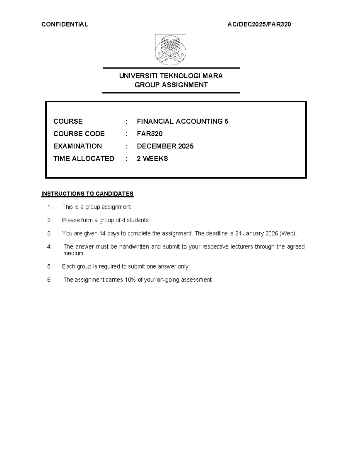 Group Assignment FAR320: Financial Accounting Consolidation Case Study ...