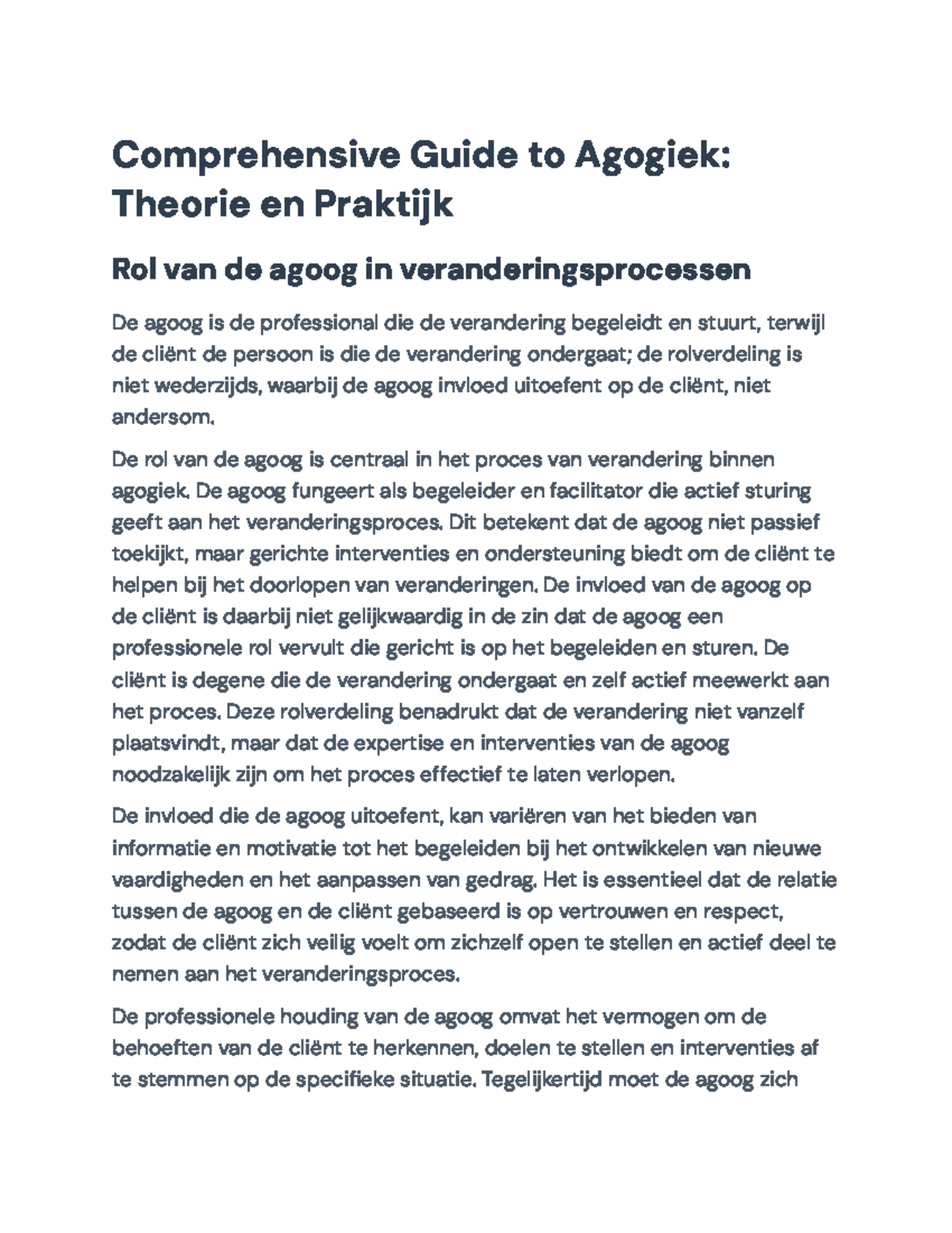 Comprehensive Guide to Agogiek: Theory & Practice in Change Processes ...