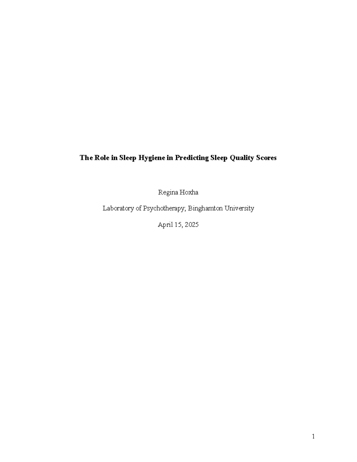 The Impact of Sleep Hygiene on Sleep Quality in College Students: PSYC ...