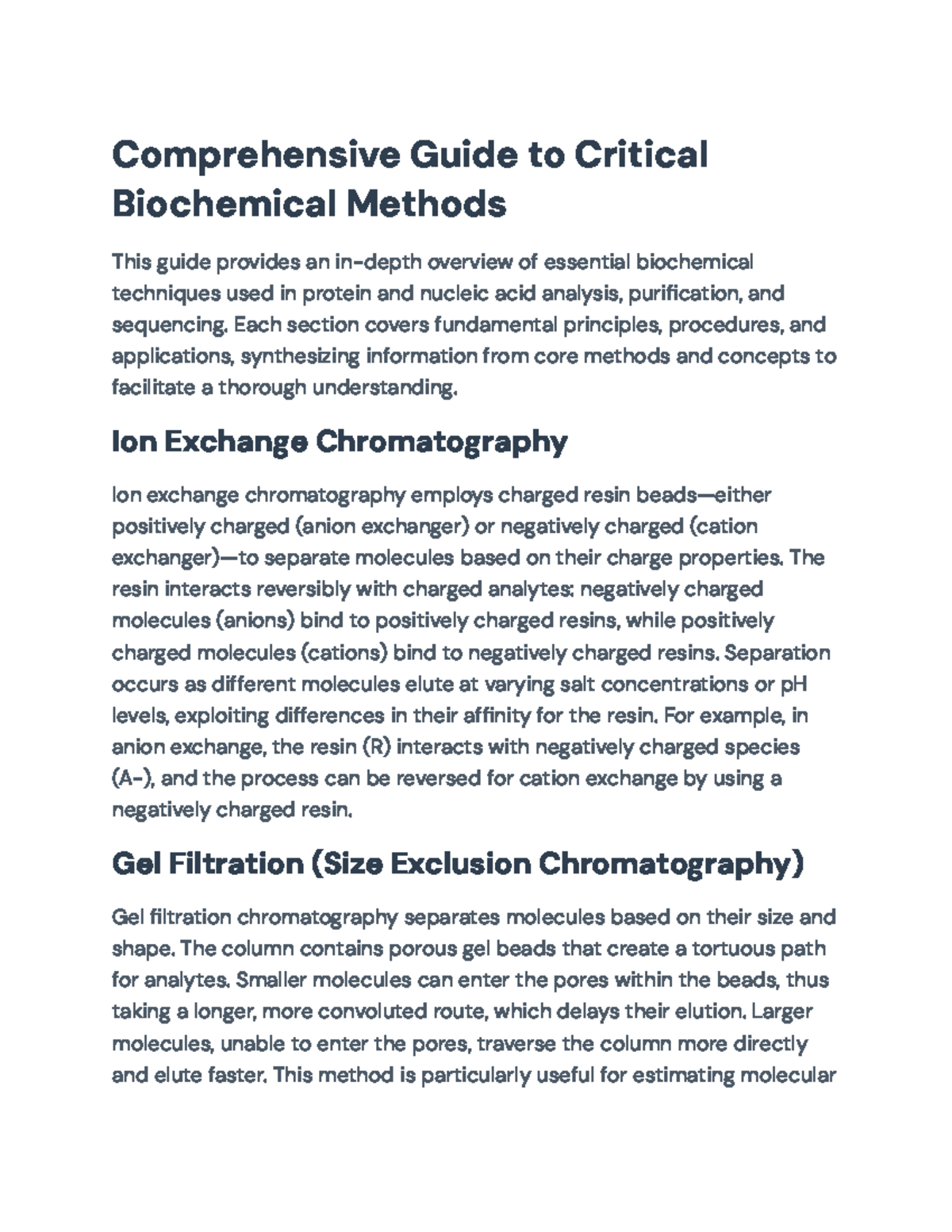 Comprehensive Overview of Biochemical Techniques in Molecular Biology ...