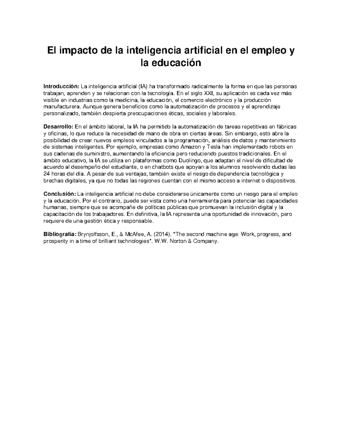 El impacto de la IA en el empleo y la educación - APUNTES DE CLASE ...