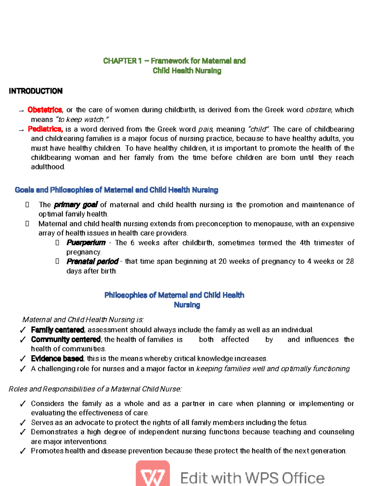 Maternal 1-4 - CHAPTER 1 – Framework for Maternal and Child Health ...