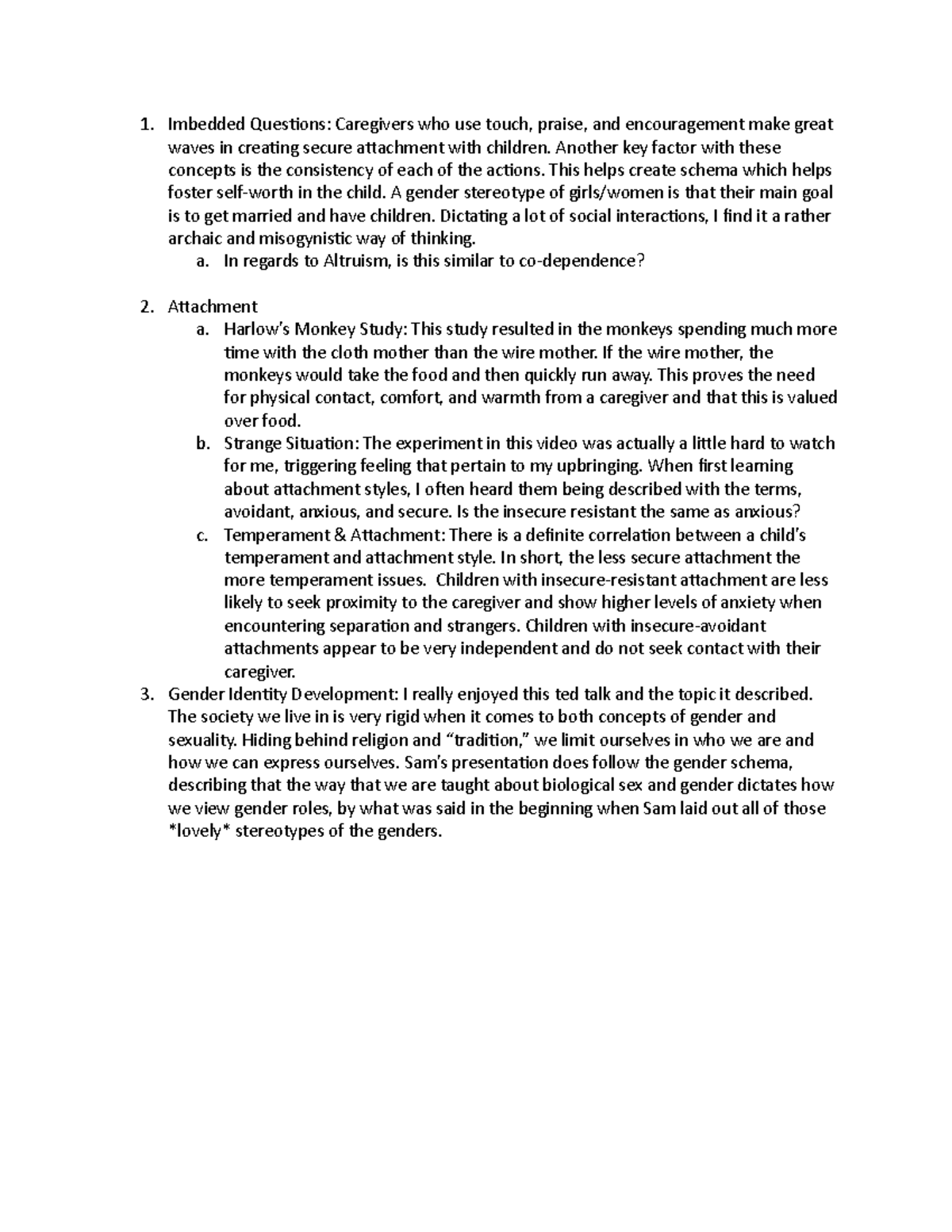 Ch5 - Summary of Attachment & Gender Identity Development - Studocu