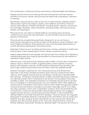 The Role of Physical Activity & Fitness in Health: A Comprehensive ...