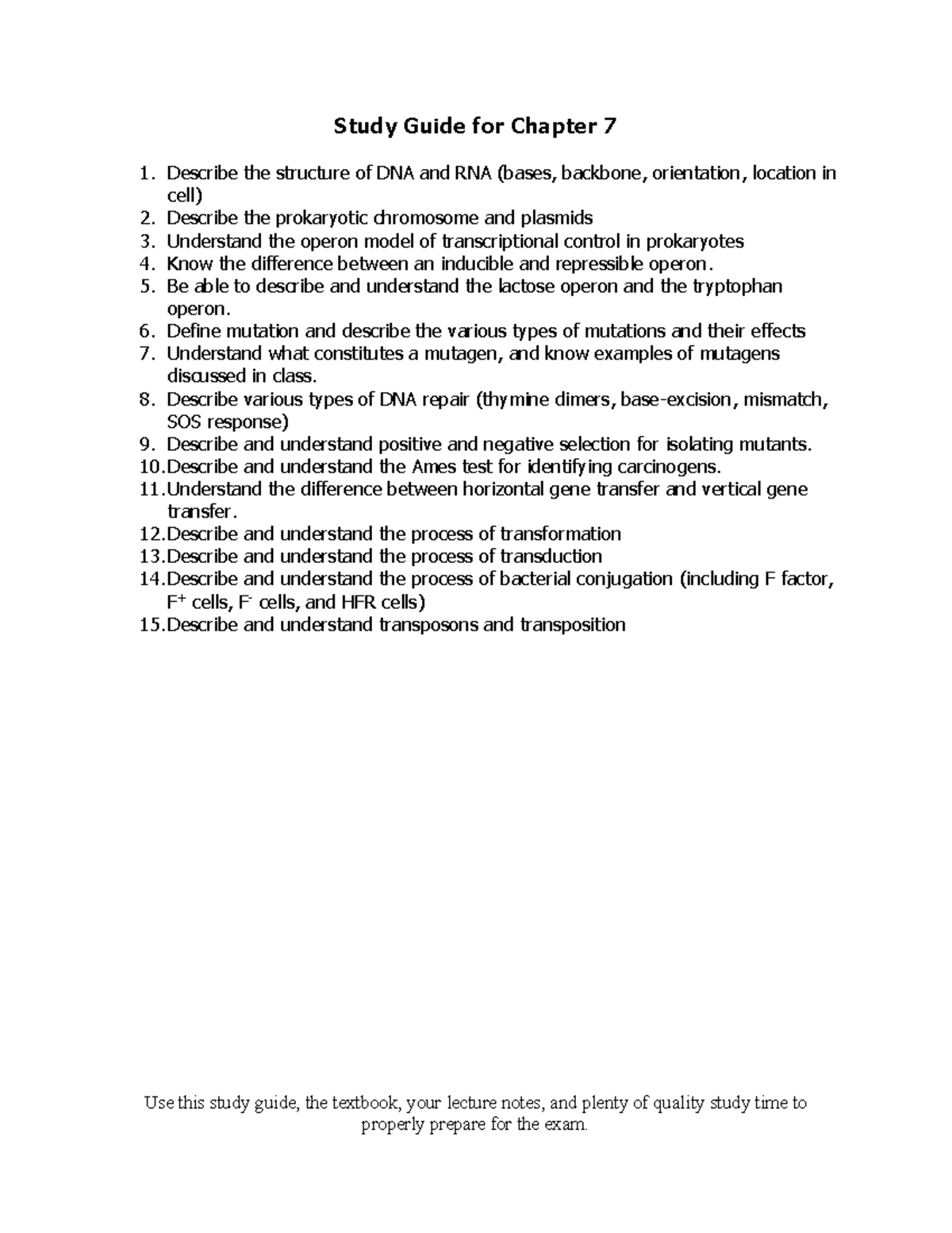 Study Guide for Biology Exam: Focus on Chapter 7 Concepts - Use this ...