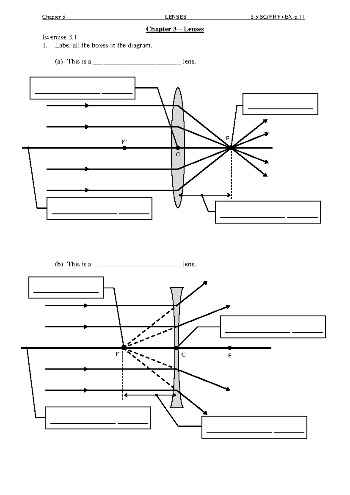 Exercise on Lenses - Chapter 3 (S.3-SC(PHY)-EX) - Studocu