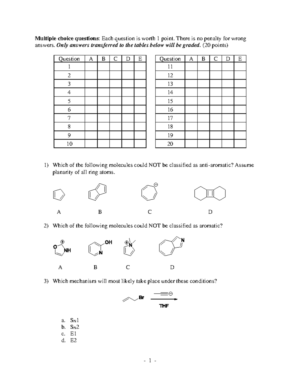 CHEM 101: Summer 2022 Final Exam - Multiple Choice & Short Answer ...