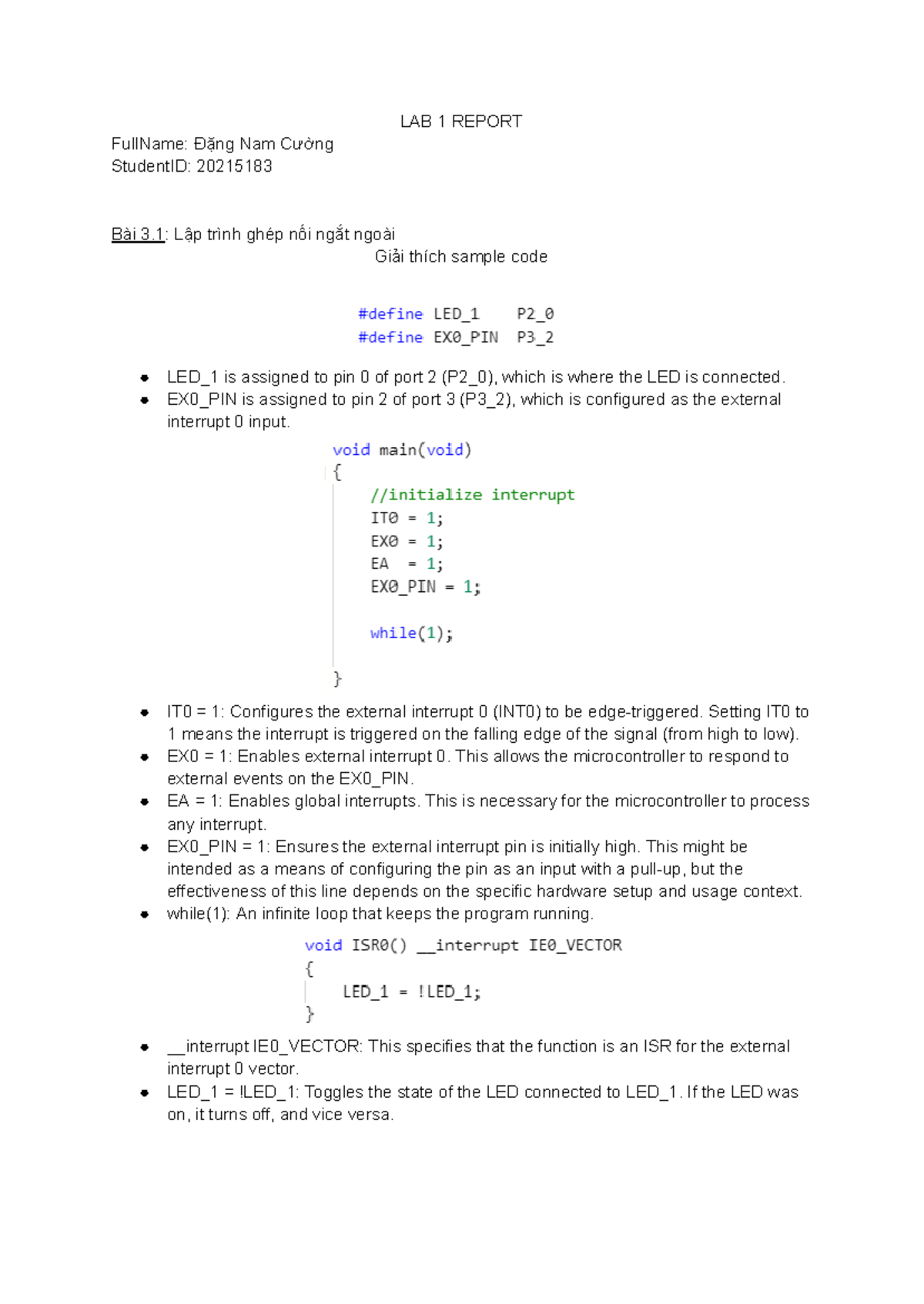 LAB 1 Report: External Interrupts & Timer Programming Insights - Studocu