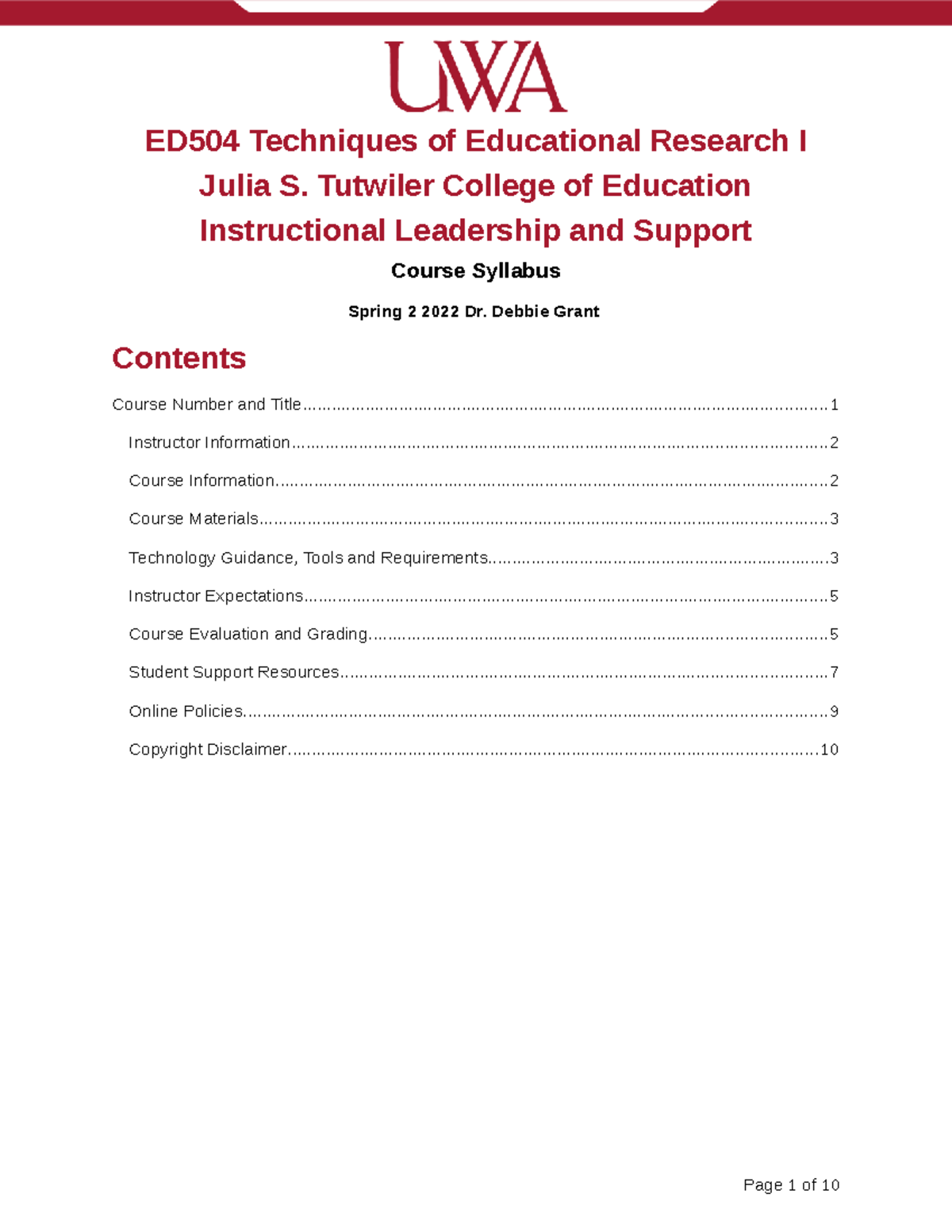 ED504 Spring 2022 Course Syllabus: Techniques of Educational Research I ...