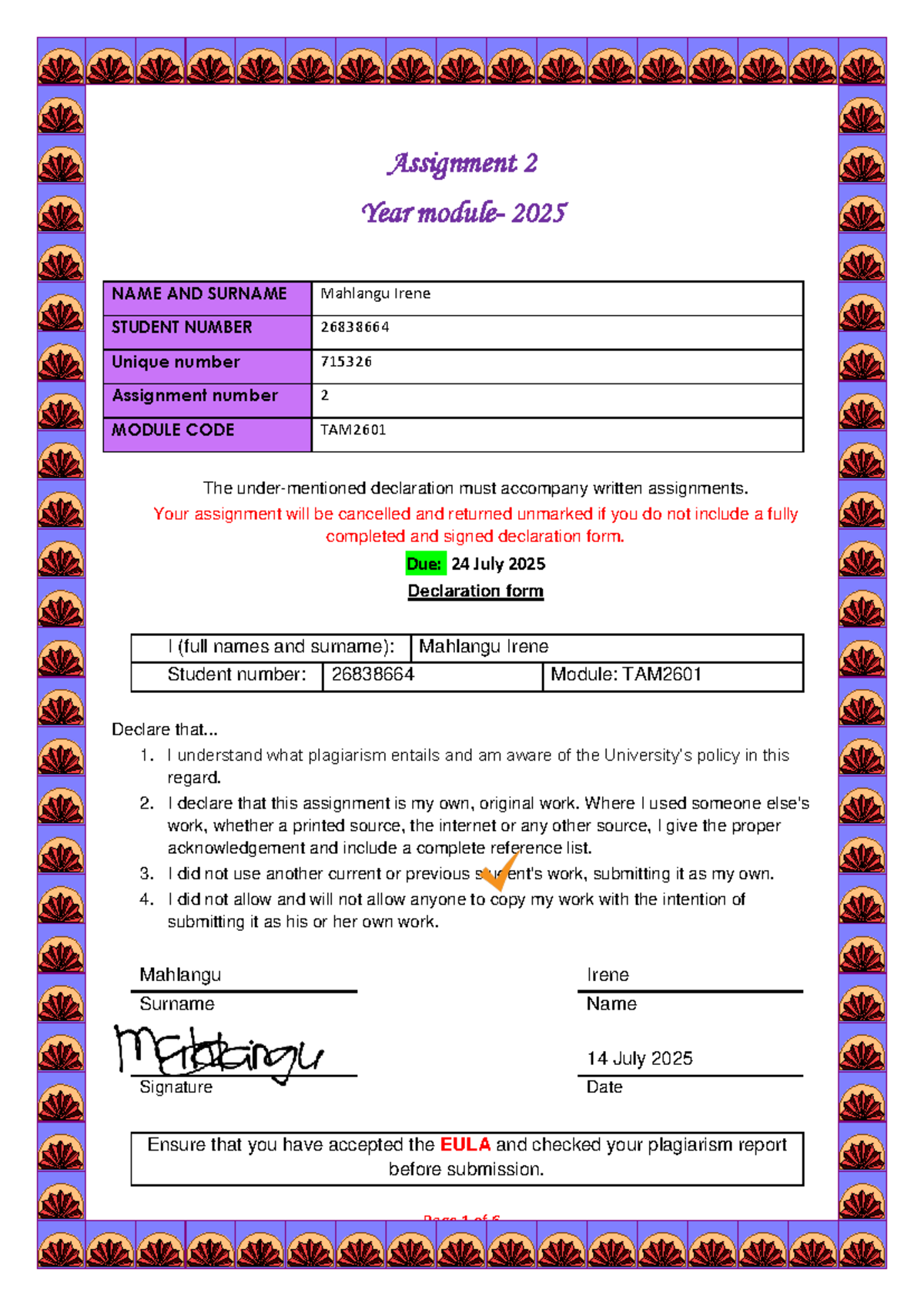 TAM2601 Assignment 2: Classroom Management Strategies and Insights ...