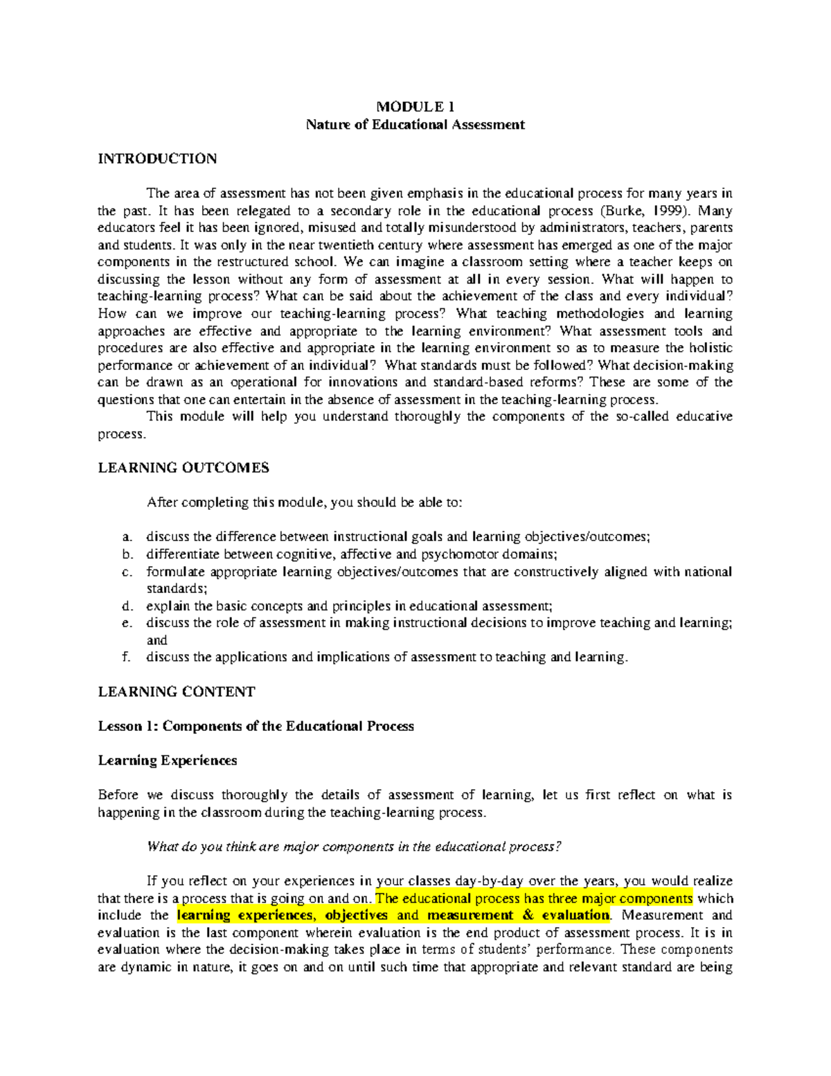 Module 1: Understanding the Nature of Educational Assessment (EDU101 ...