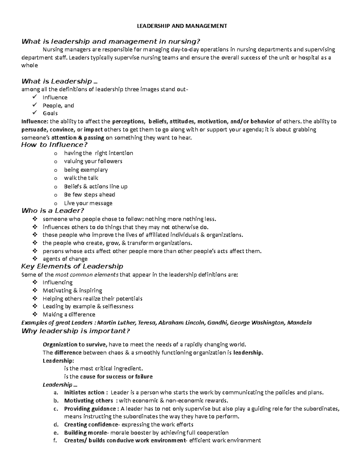 P2 Leadership & Management Notes: Key Concepts and Theories Part 1 ...