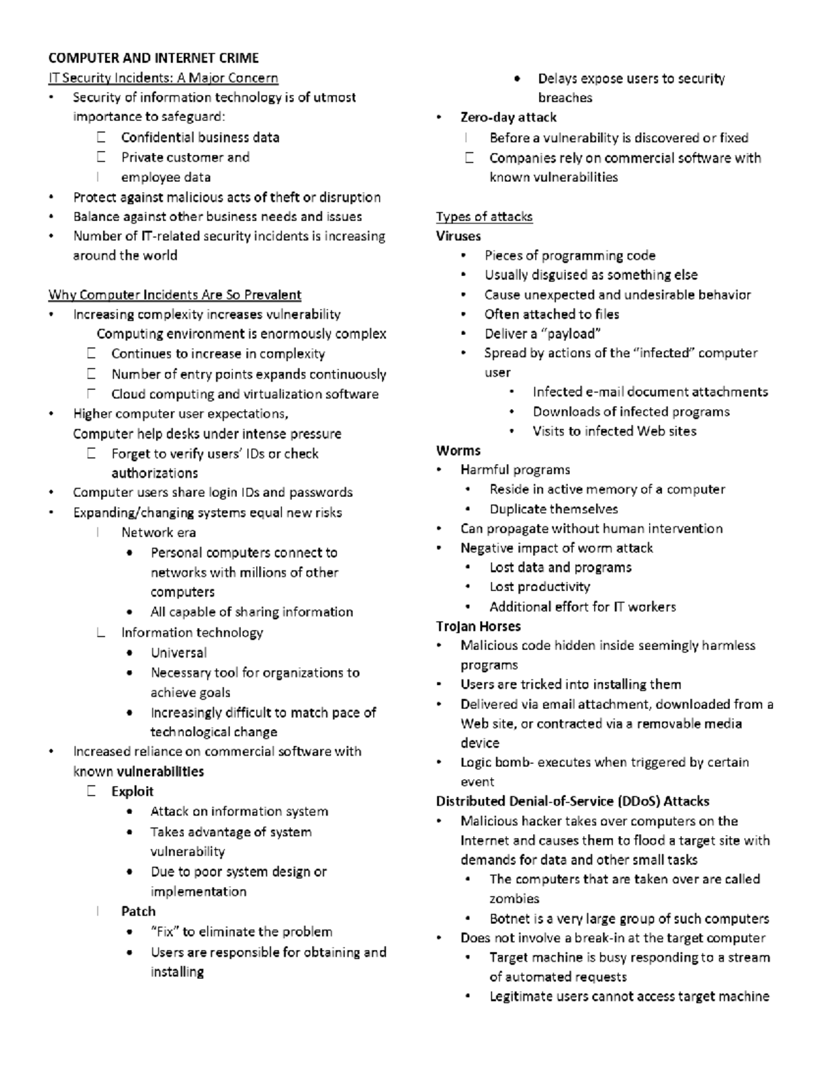 Midterm Exam Notes: Computer and Internet Crime (IT Security) - Studocu