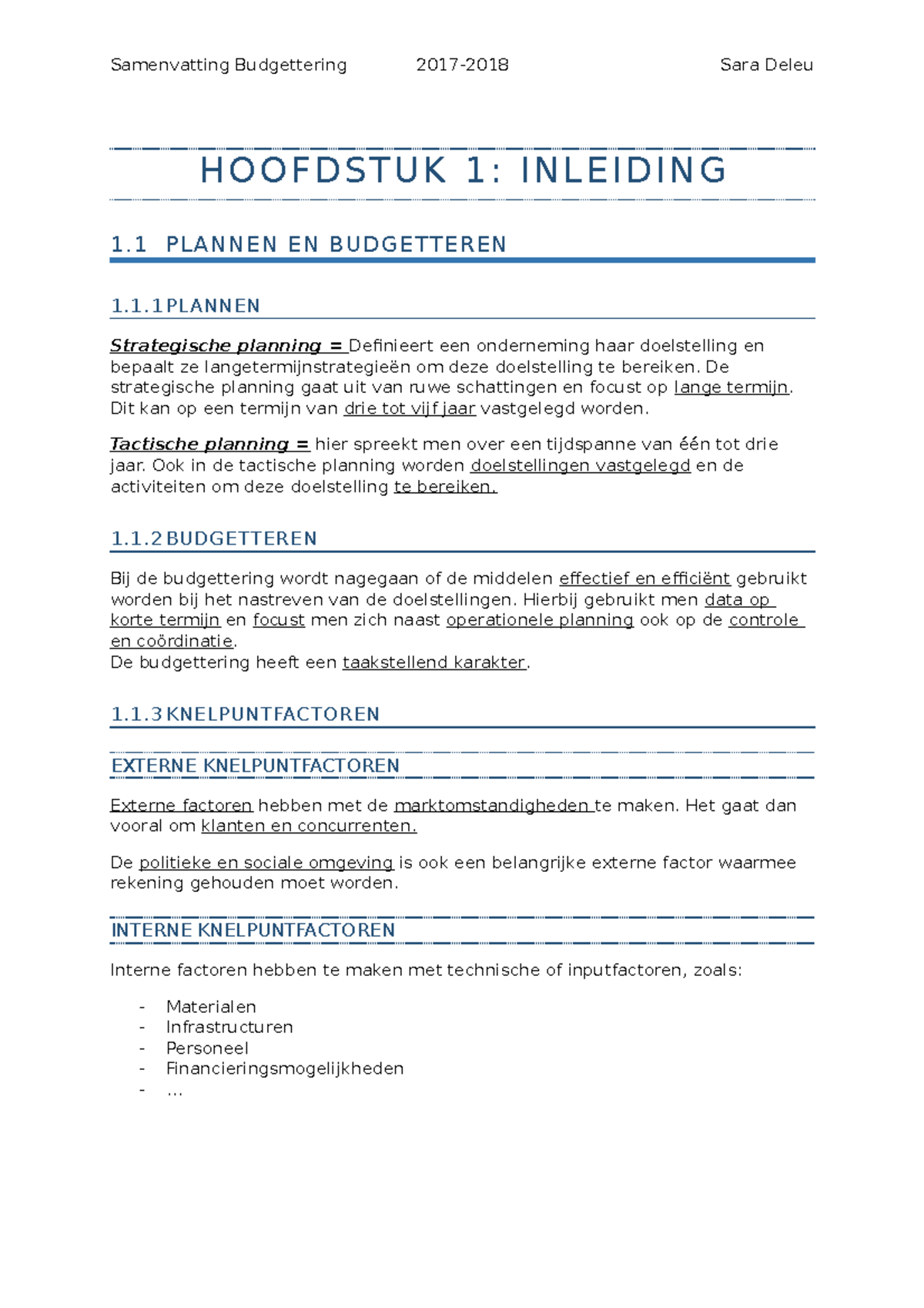 Samenvatting Budgettering en Financieel Beheer in Organisaties - Studocu