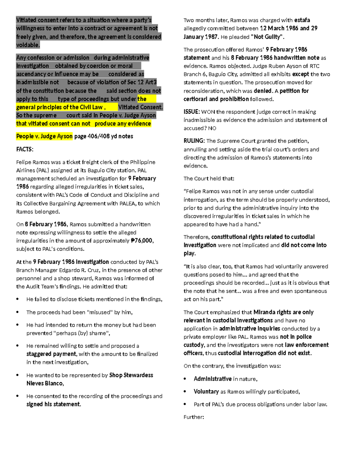 Sec 12 Bill of Rights: Key Notes on Custodial Investigation and Rights ...