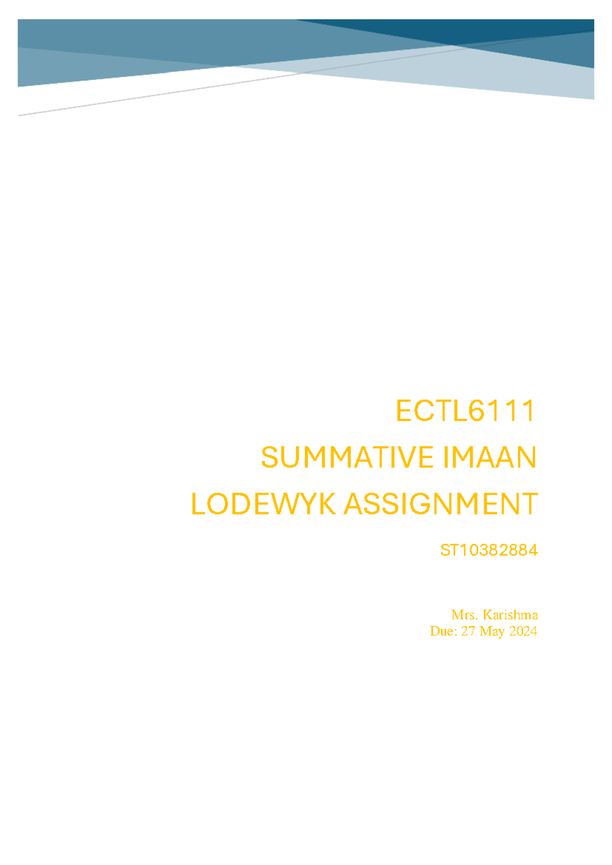 ST10382884 - ECTL Summative Assignment on Grade R Language Development ...