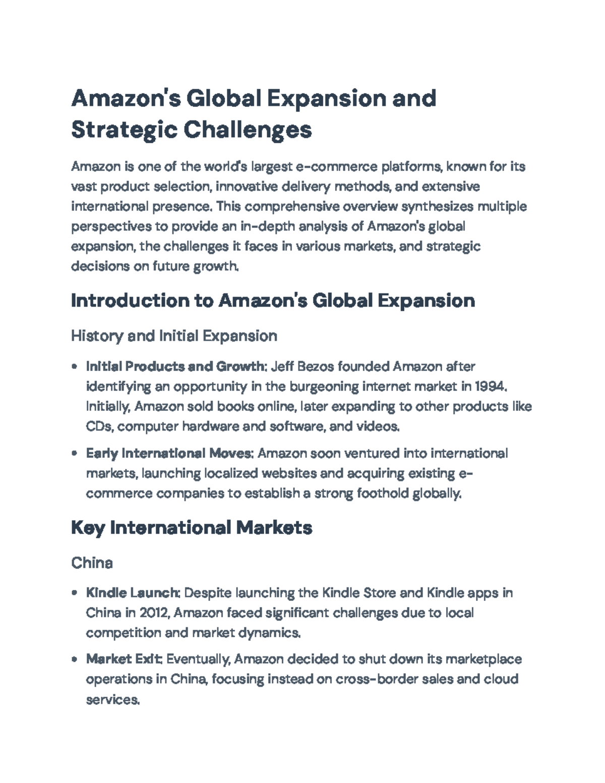 Amazon's Global Expansion: Strategic Challenges and Future Insights ...