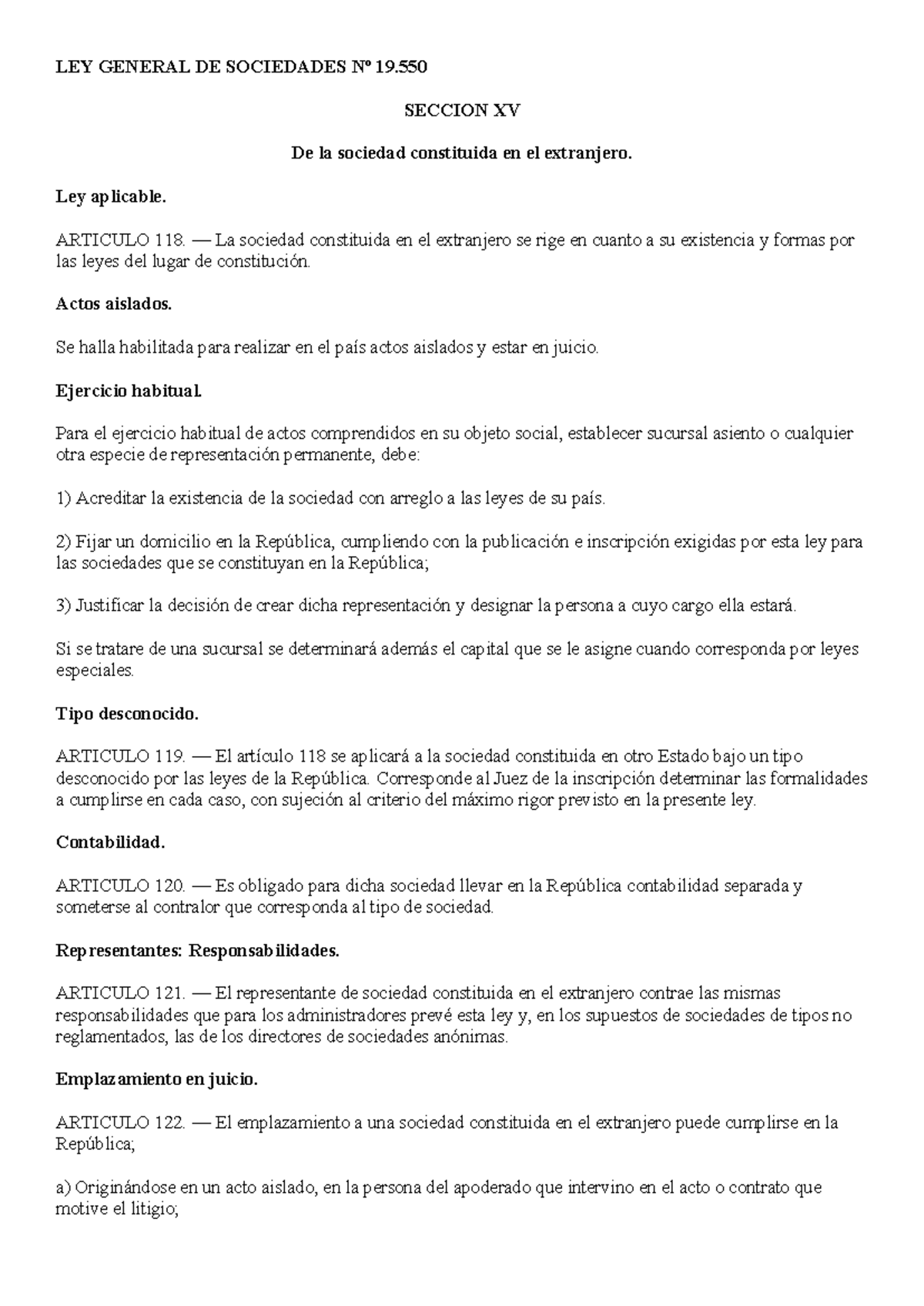 Sociedades Constituidas en el Extranjero: Leyes y Regulaciones - Studocu