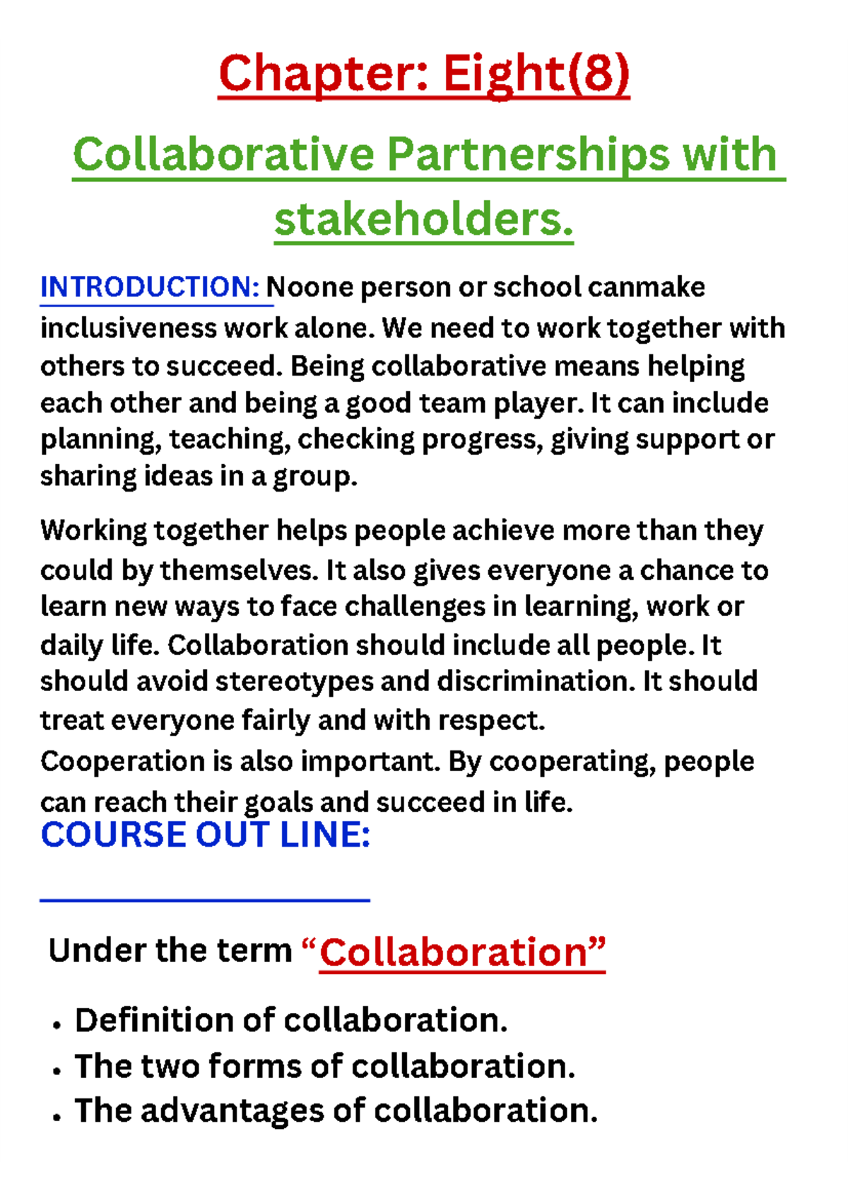 Chapter 8: Collaborative Partnerships in Inclusive Education - Studocu