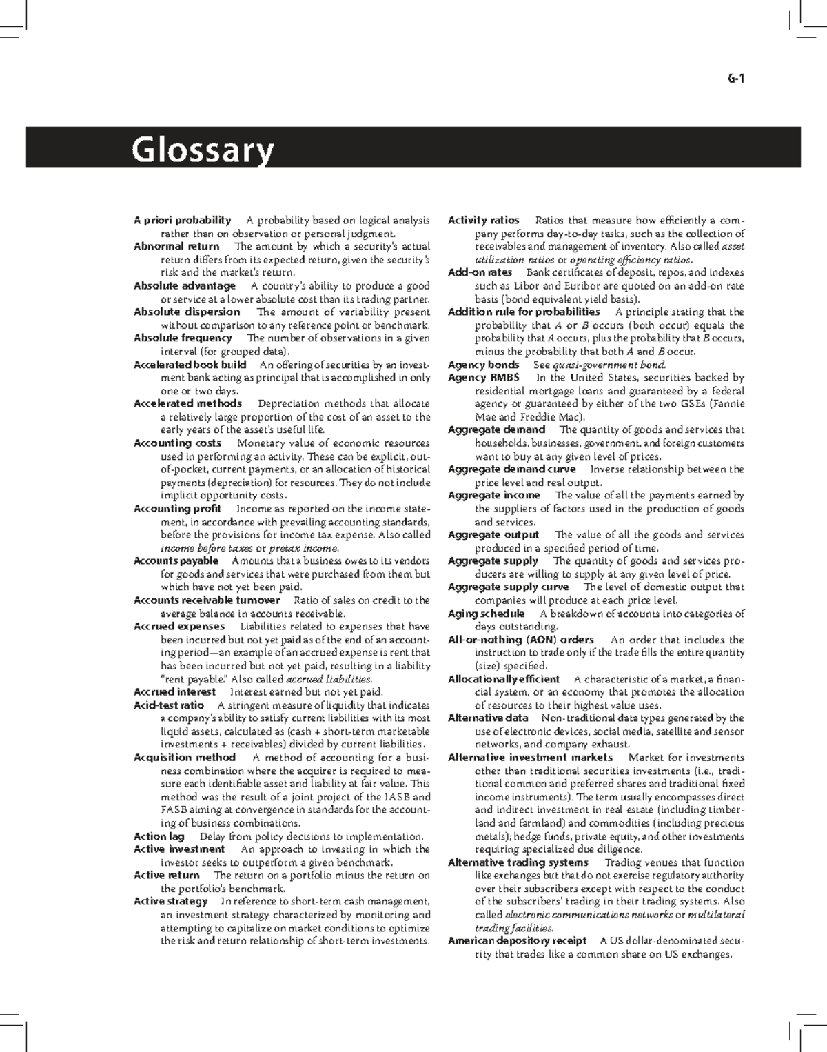 2020-L1 Glossary: Key Financial Terms and Concepts - Lecture Notes ...