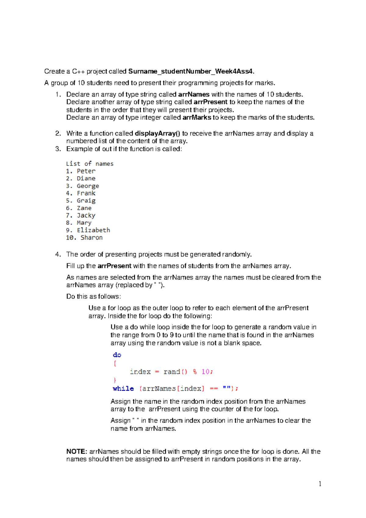 Mock Test 2: Additional Assignment (Arrays) - Week 4 Task - Studocu