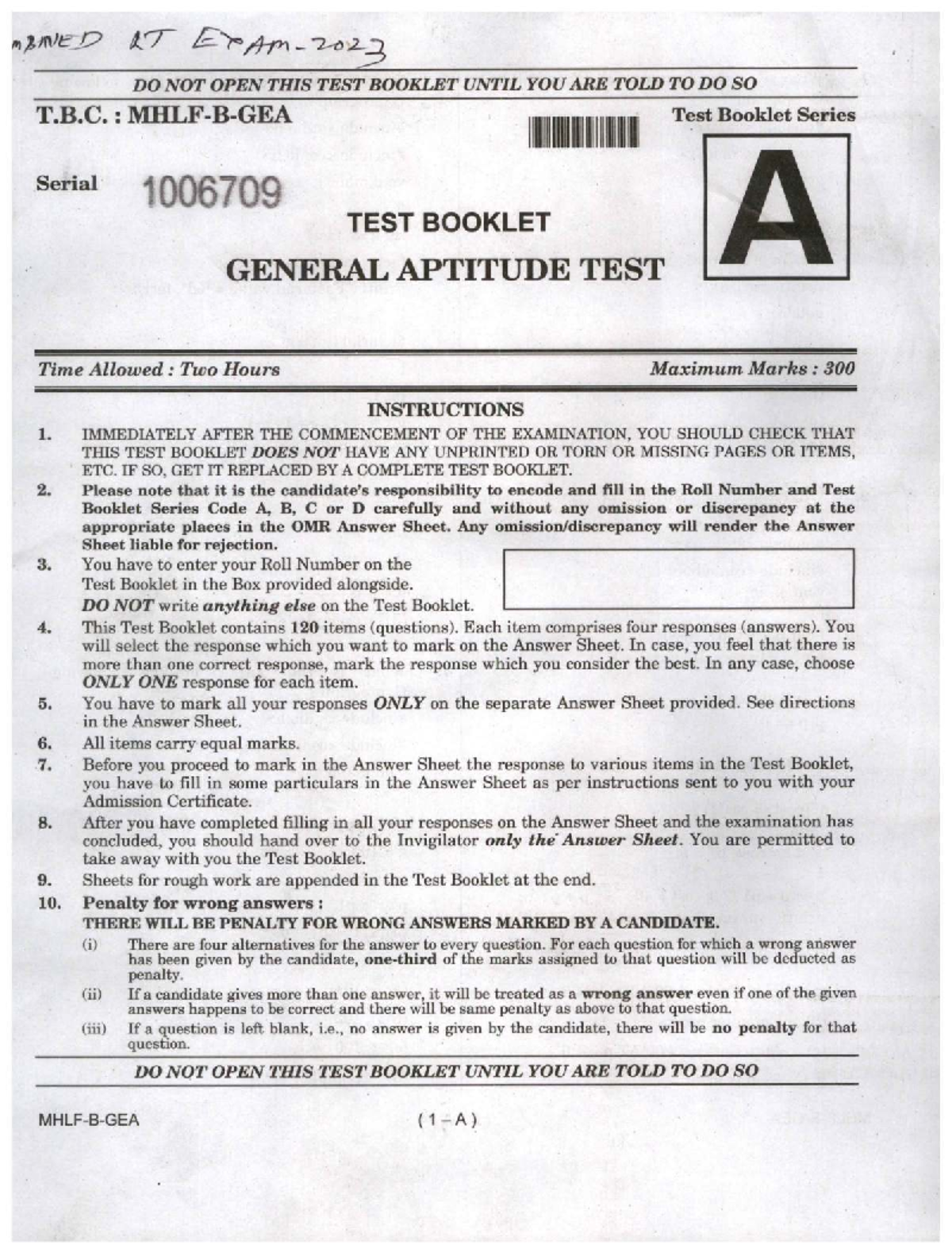 04-04 DCIO IB General Aptitude Test Question Paper - Studocu