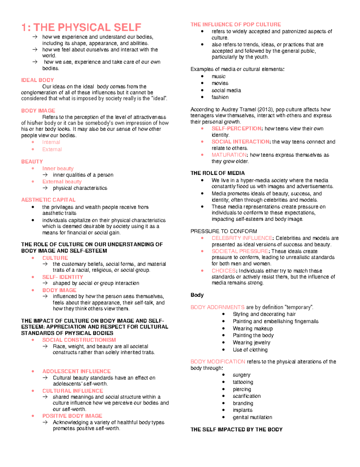 Understandig the Self - Understanding the Self (midterms) - 1: THE ...