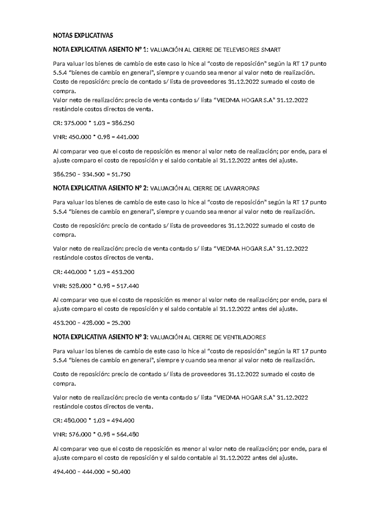 TP2 - Ajuste de Valuación y Precios de Bienes al 31.12.2022 - Studocu