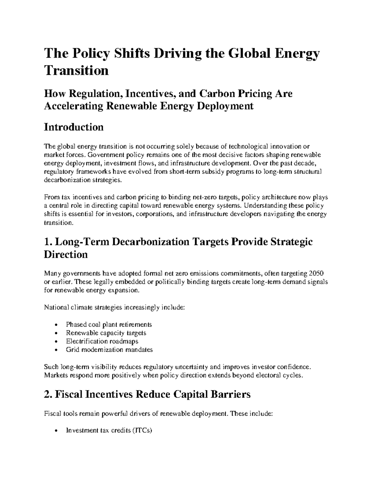 POL 101: Policy Shifts Accelerating Global Energy Transition - Studocu