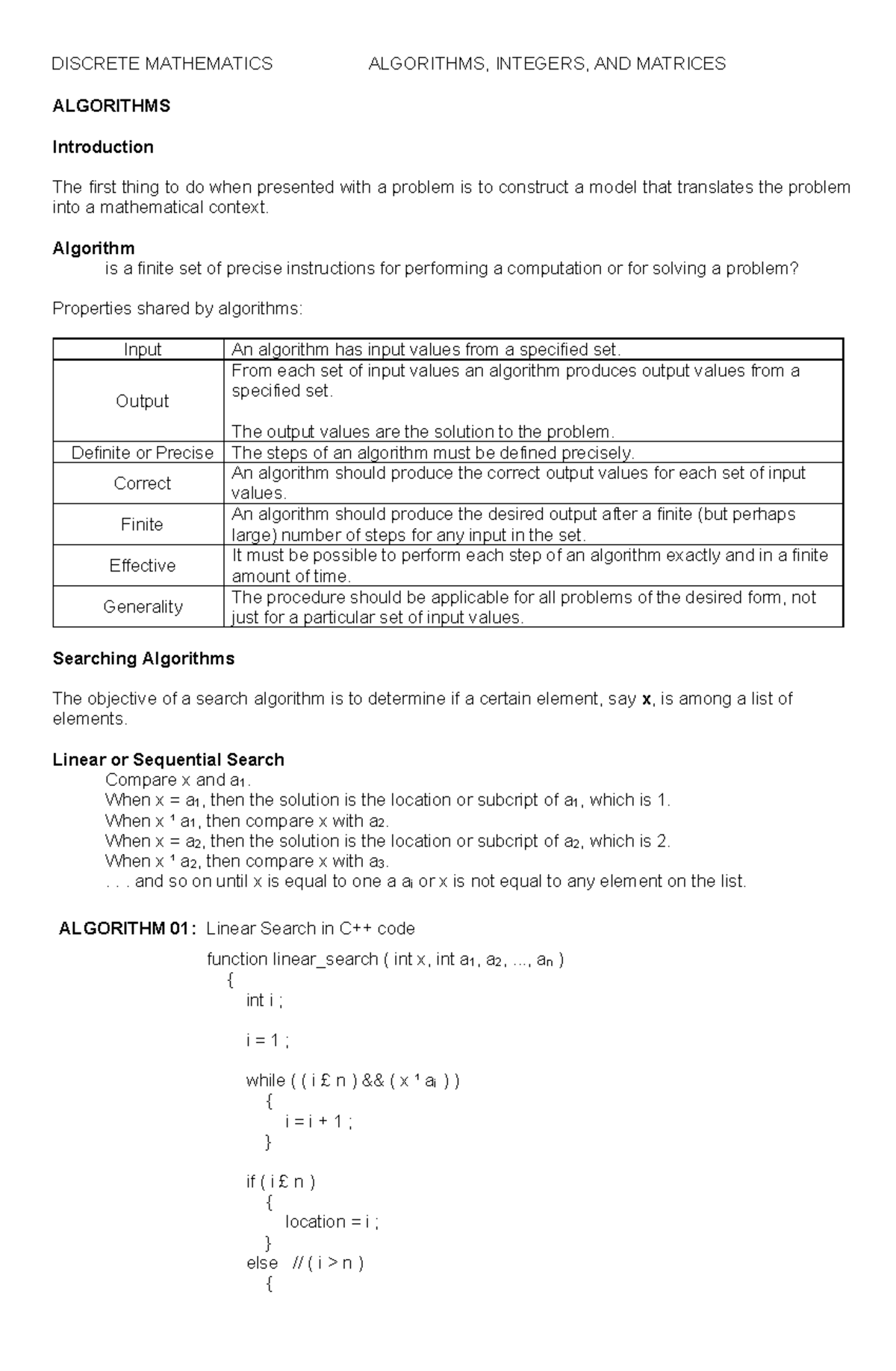 Discrete Mathematics - Algorithms, Integers, and Matrices - Computer ...