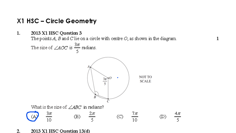 12 Past HSC Questions on Circle Geometry (X1) - Studocu