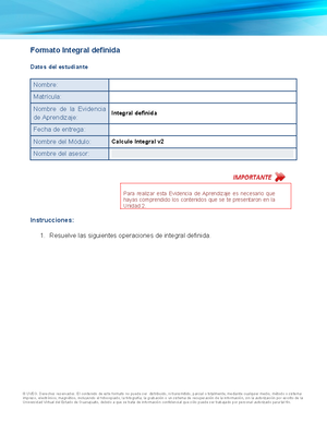 Integrales Indefinidas Nombre Del Alumno No De Matricula Nombre De La Actividad Integrales