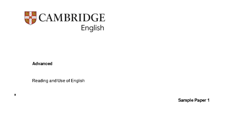 C1 Advanced English Sample Paper 1: Reading & Use of English - Studeersnel