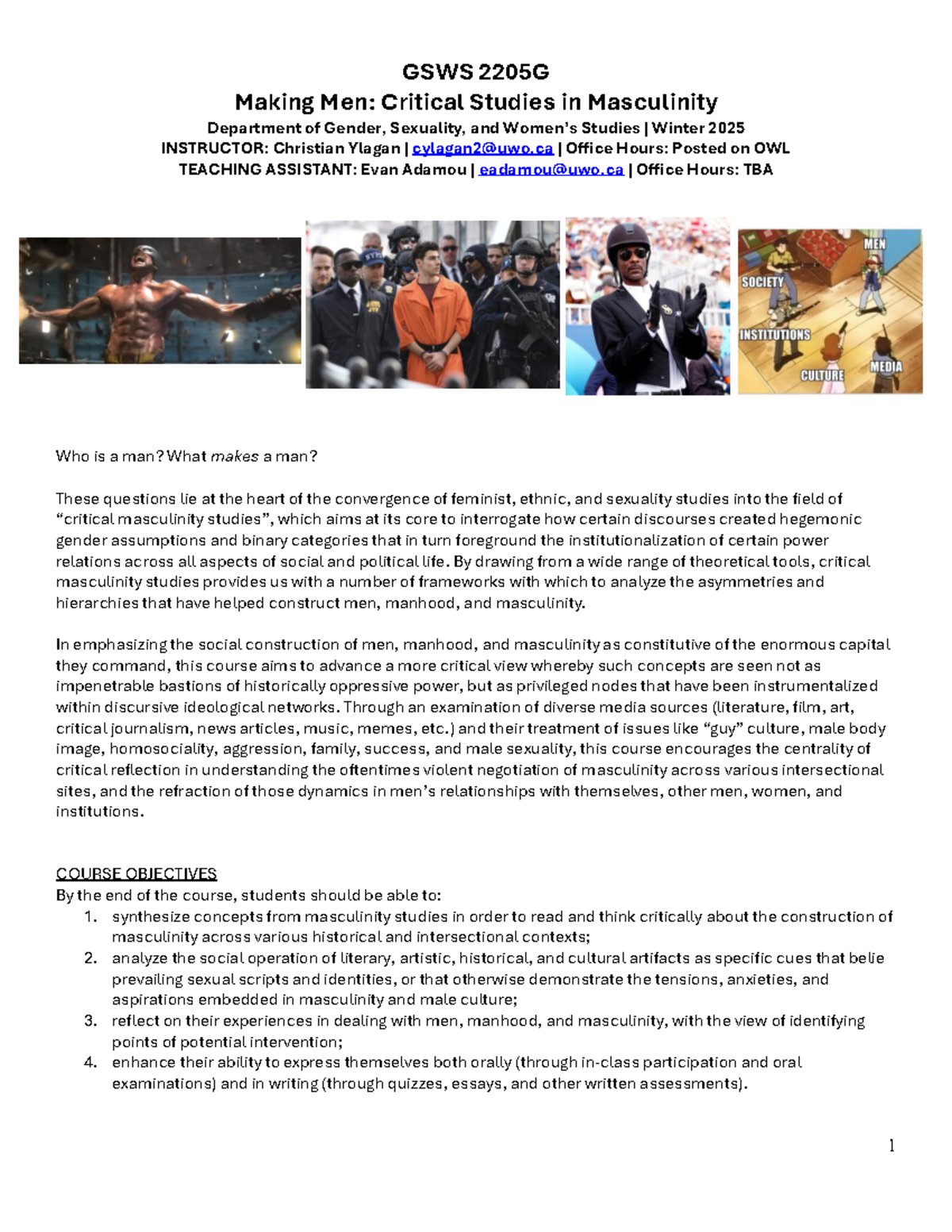 GSWS 2205G Winter 2025 Course Syllabus: Making Men in Masculinity ...